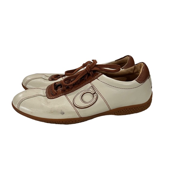 Vintage Coach Serena Womens Low Top Ivory Leather Lace up Sneaker Size 8M - Picture 1 of 7